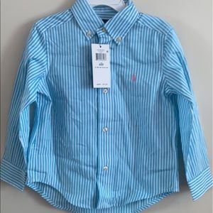 Light blue and white stripe button down shirt